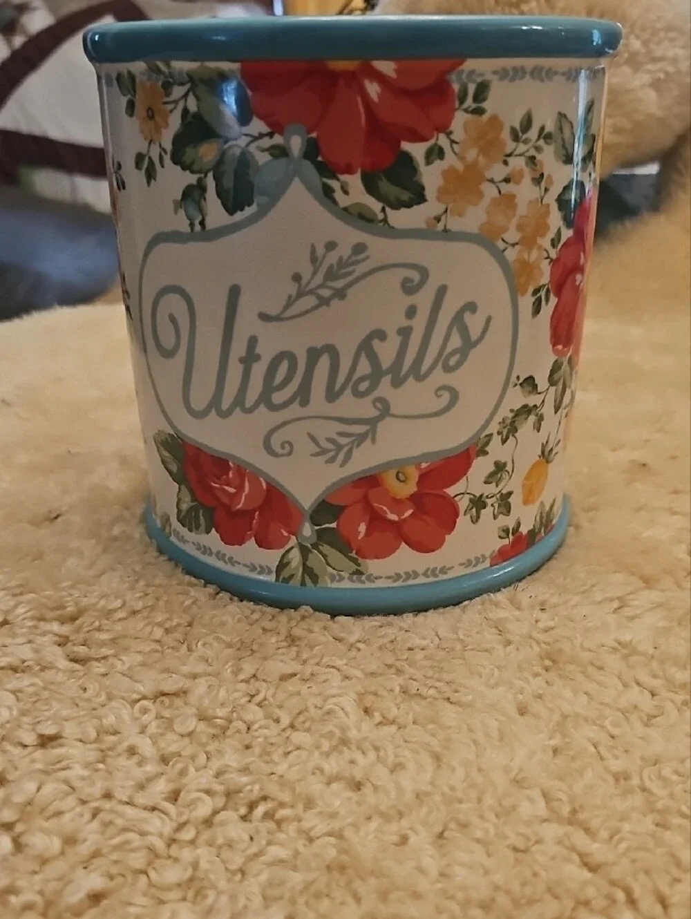 The Pioneer Woman Floral Utensils Holder in Blue and Red